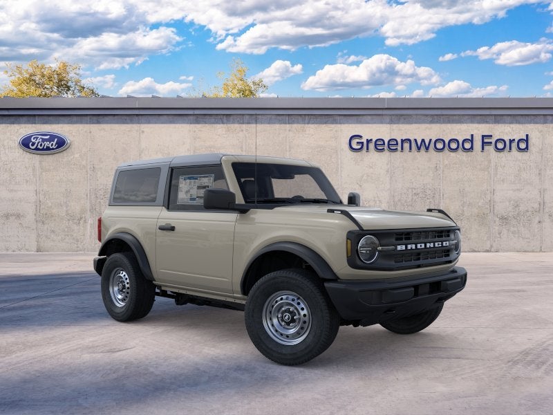 2025 Ford Bronco Base in Desert Sand — front three-quarter view