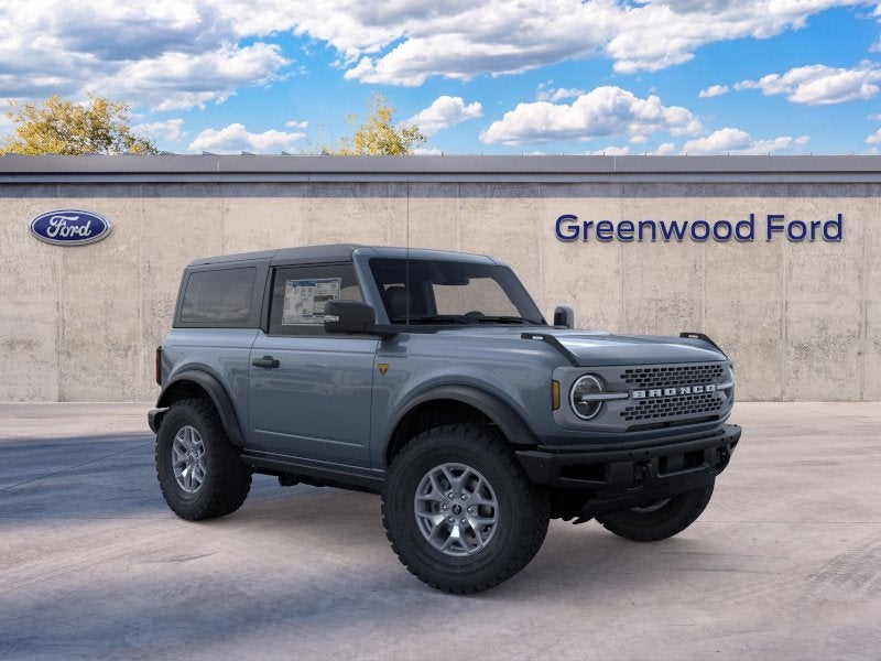 2025 Ford Bronco Badlands in Azure Gray Metallic Tri-Coat — front three-quarter view