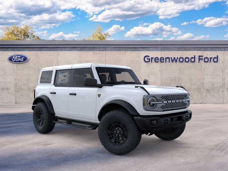 2026 Ford Bronco Badlands in Oxford White — front three-quarter view