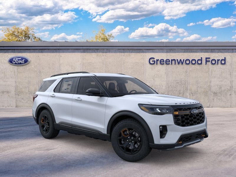 2026 Ford Explorer Tremor in Space White Metallic — front three-quarter view