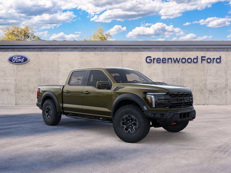 2026 Ford F-150 Raptor in Shelter Green — front three-quarter view