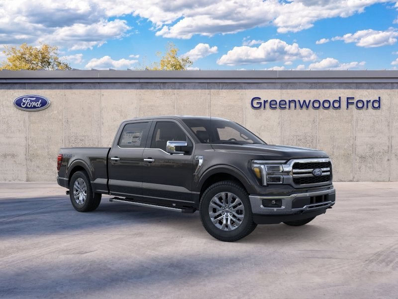 2026 Ford F-150 Lariat in Agate Black Metallic — front three-quarter view